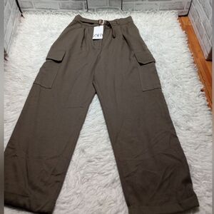 Zara Green Olive Women's Cargo Trousers Sz 30